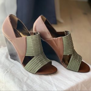 CHARLES DAVID - COGNAC/KHAKI/BROWN HEELS